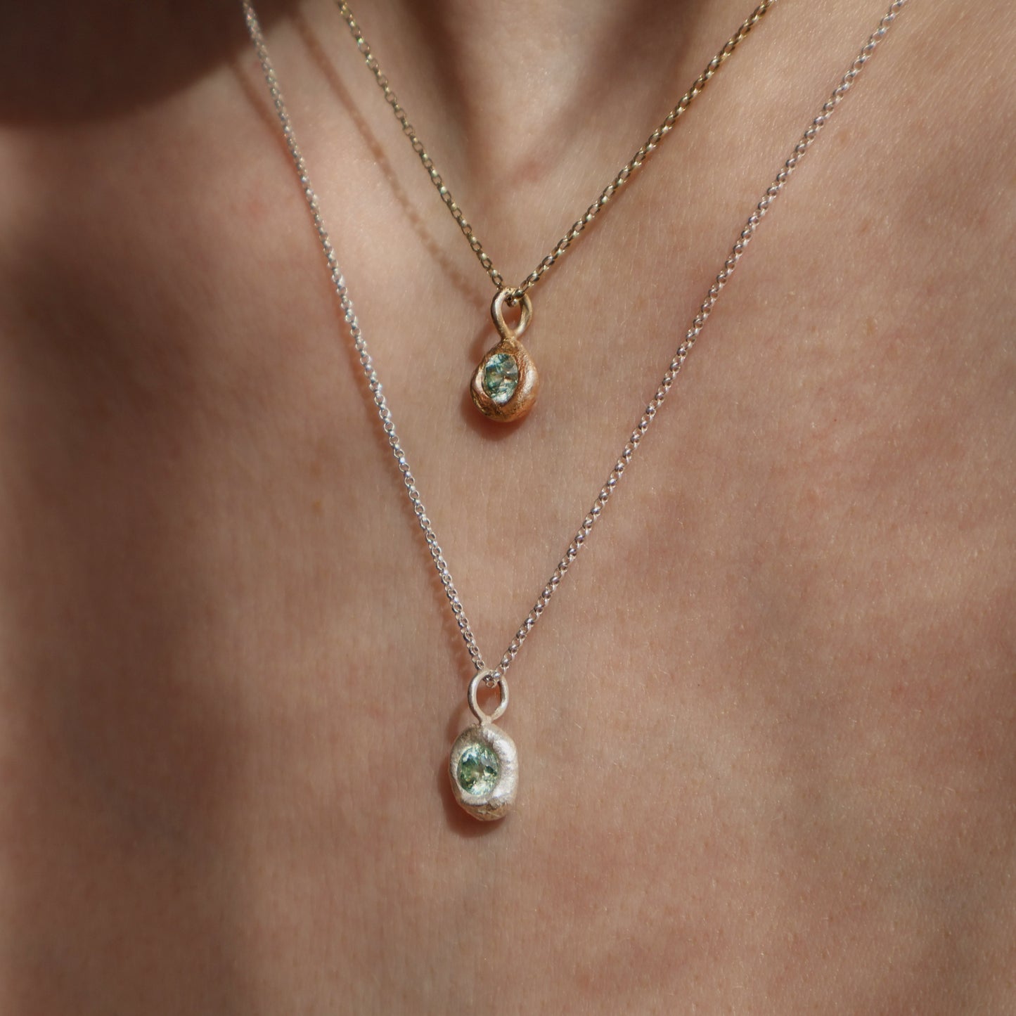 Molten Pendant - 9ct Gold - Moissanite