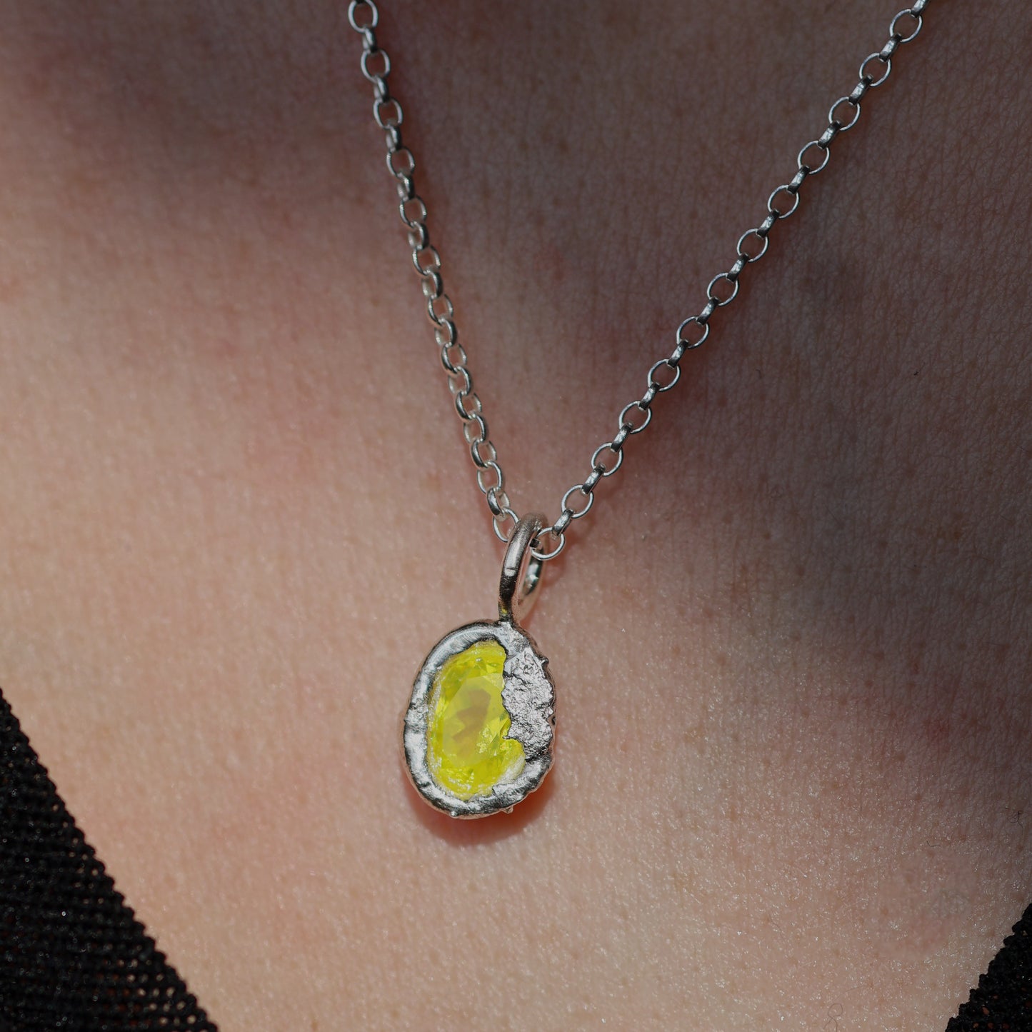 Molten Pendant - Silver - Yellow YAG