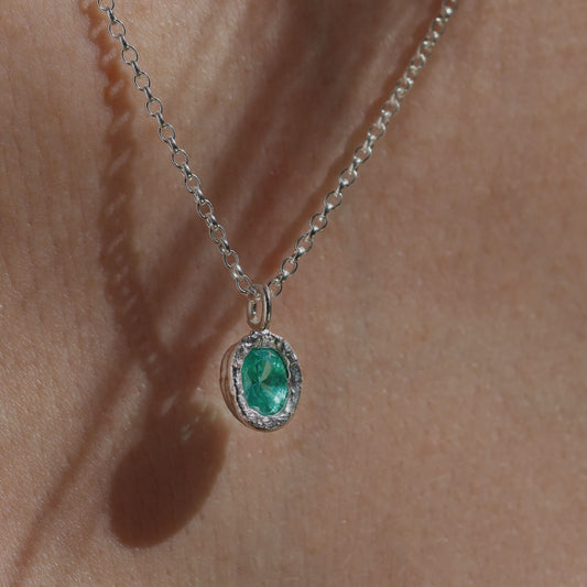 Molten Pendant - Silver - Green YAG