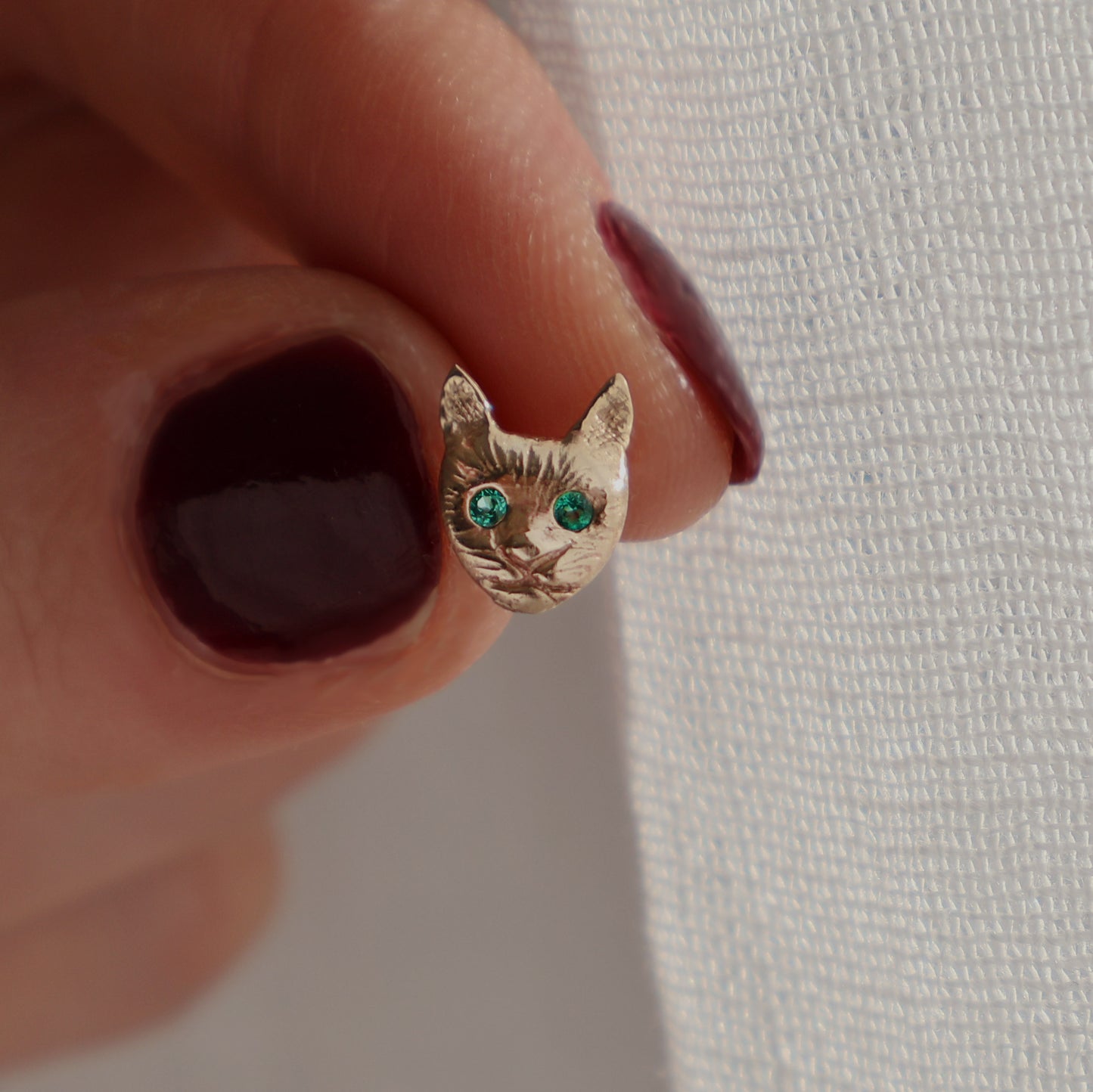 Rat and Cat Earrings - 9ct Gold - Emerald