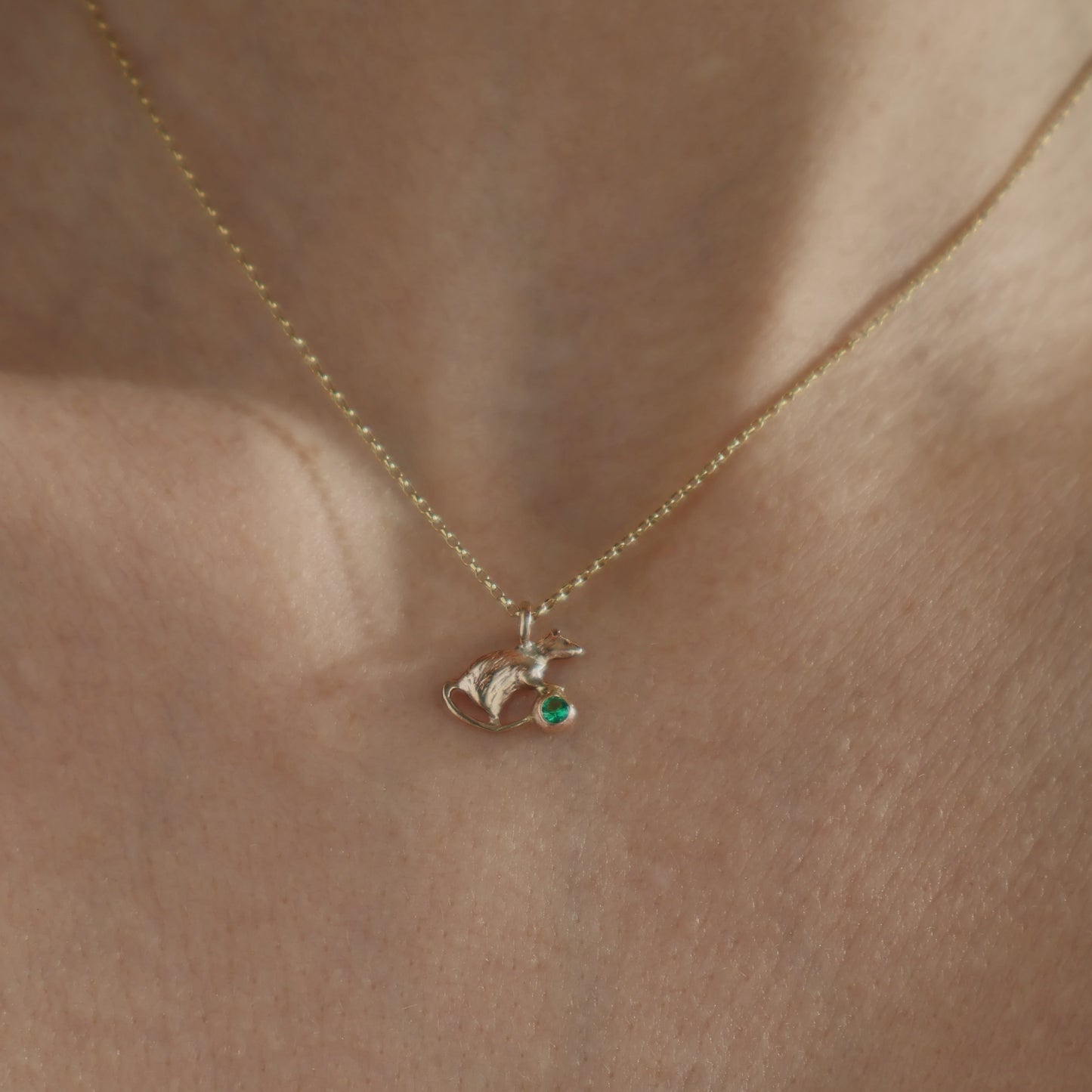 Rat Necklace - 9ct Gold - Emerald