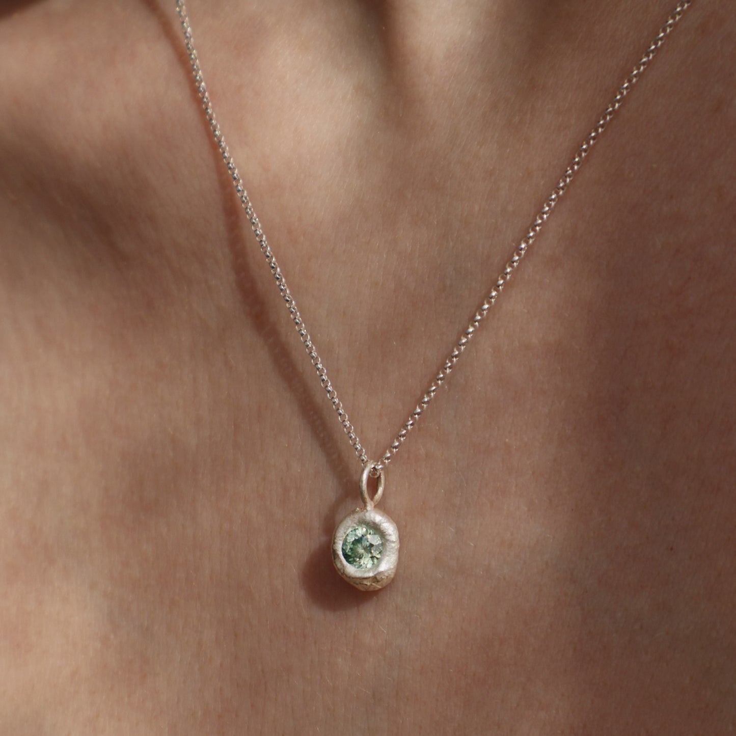Molten Pendant - Silver - Moissanite