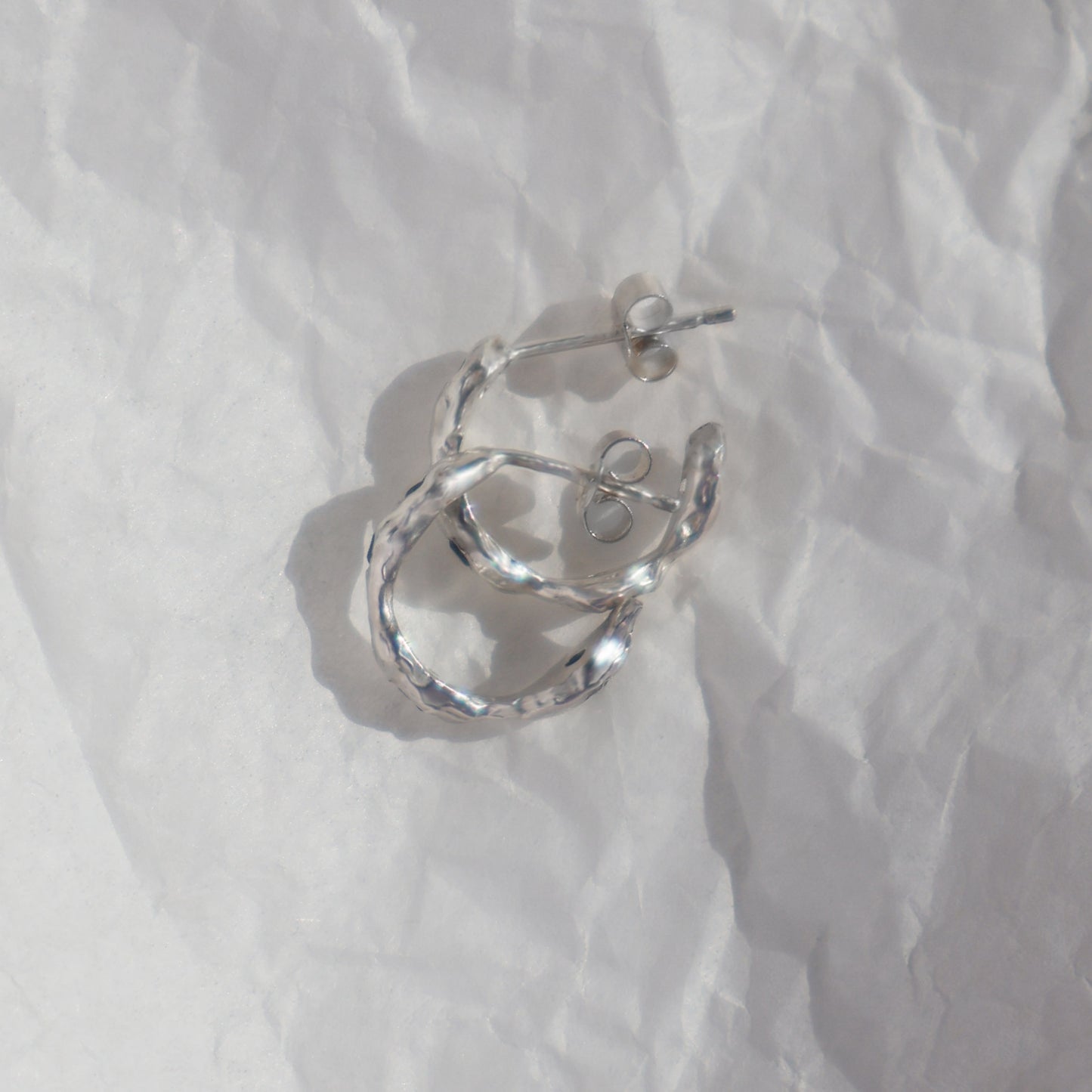 Molten silver hoop earrings - THORNBACK - UK sustainable jewellery