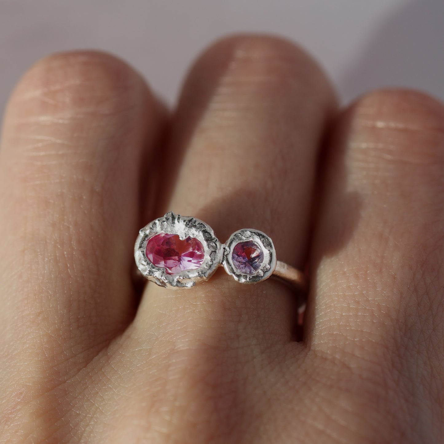 Molten Ring - Silver - Pink and Purple Sapphires
