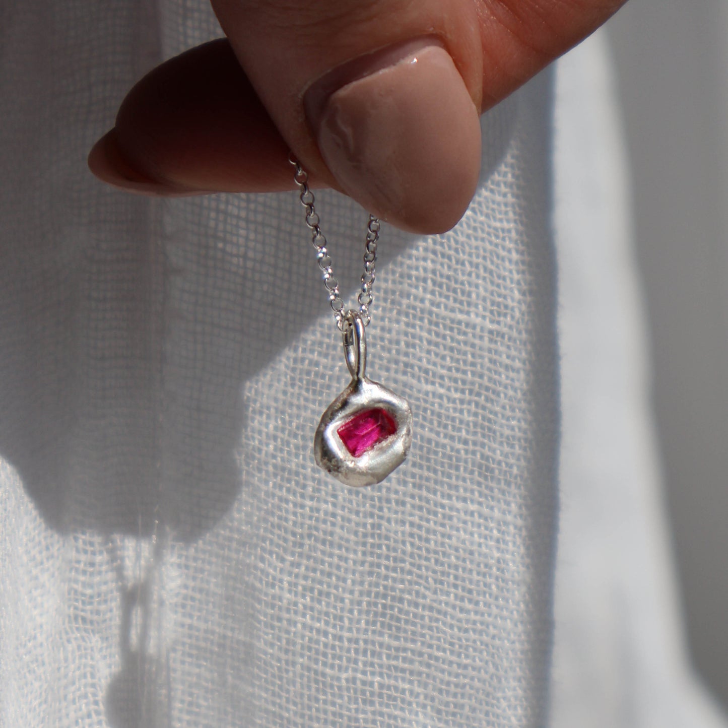 Molten Pendant - Silver - Ruby