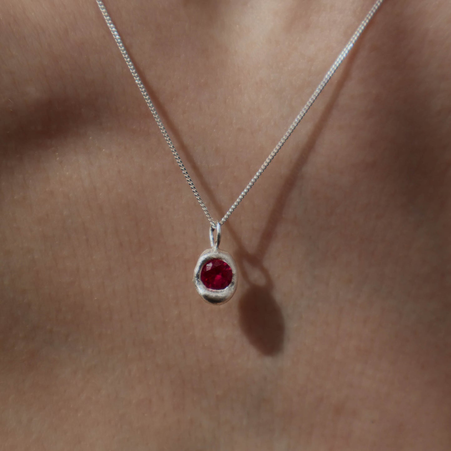 Molten Pendant - Silver - Ruby
