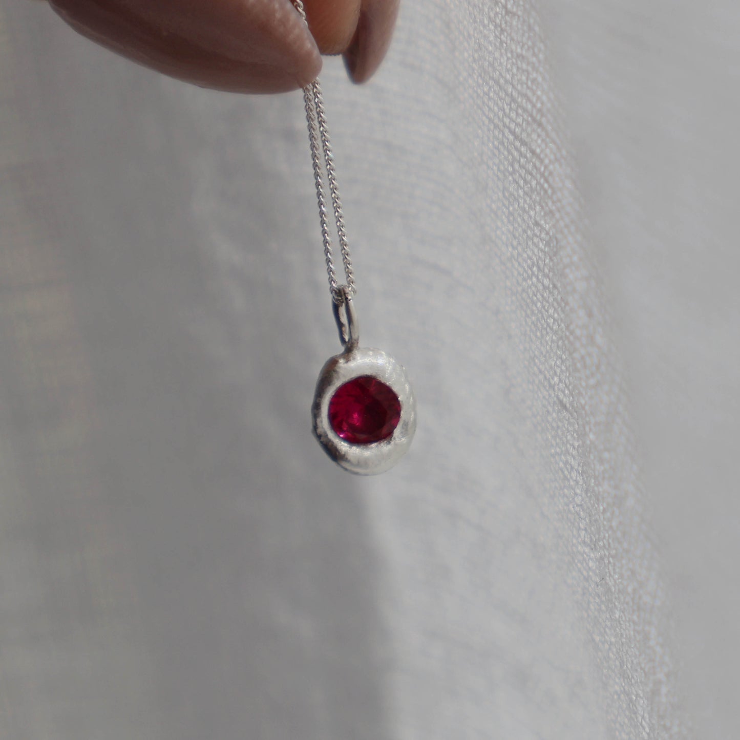 Molten Pendant - Silver - Ruby