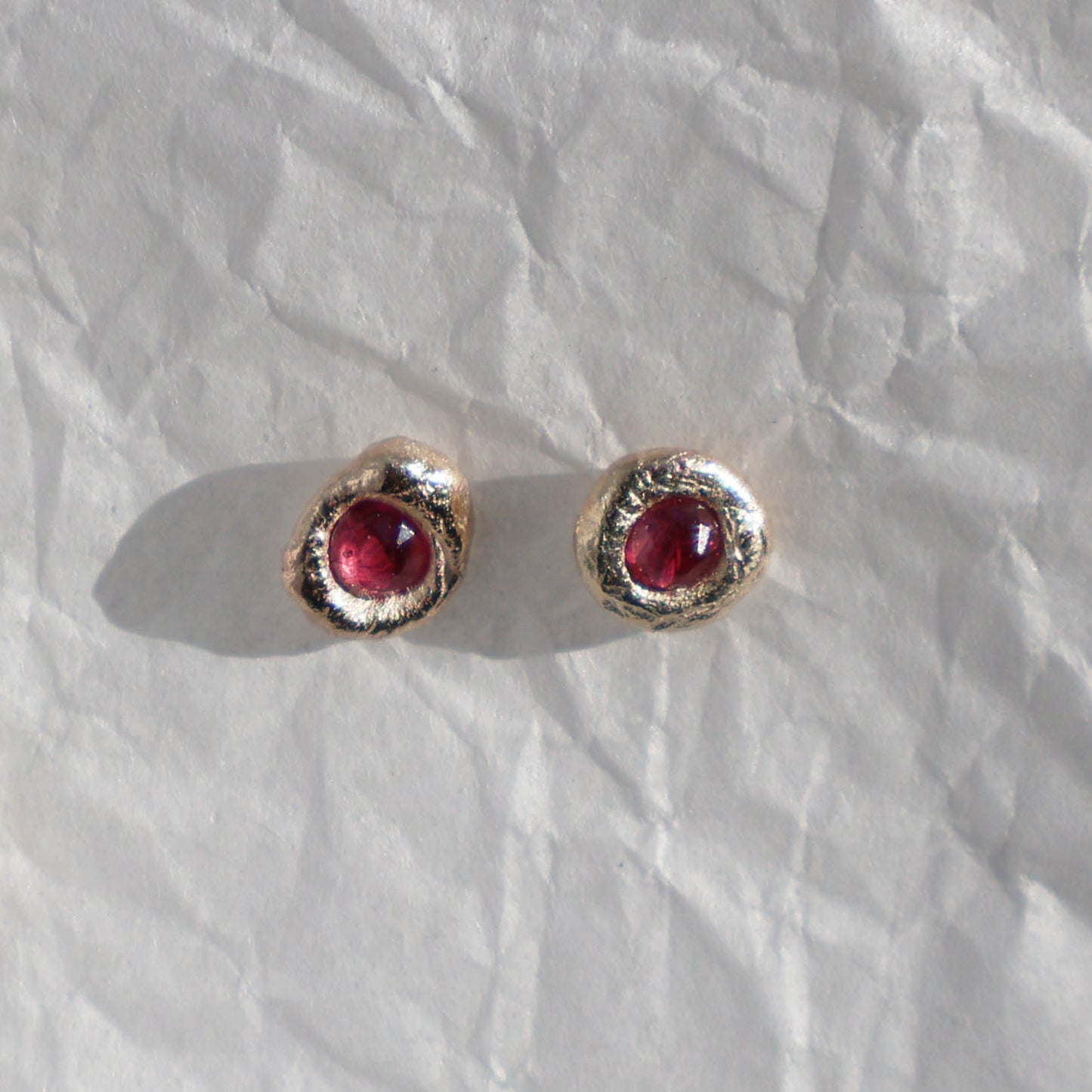 Little Molten Studs - 9ct Gold - Ruby