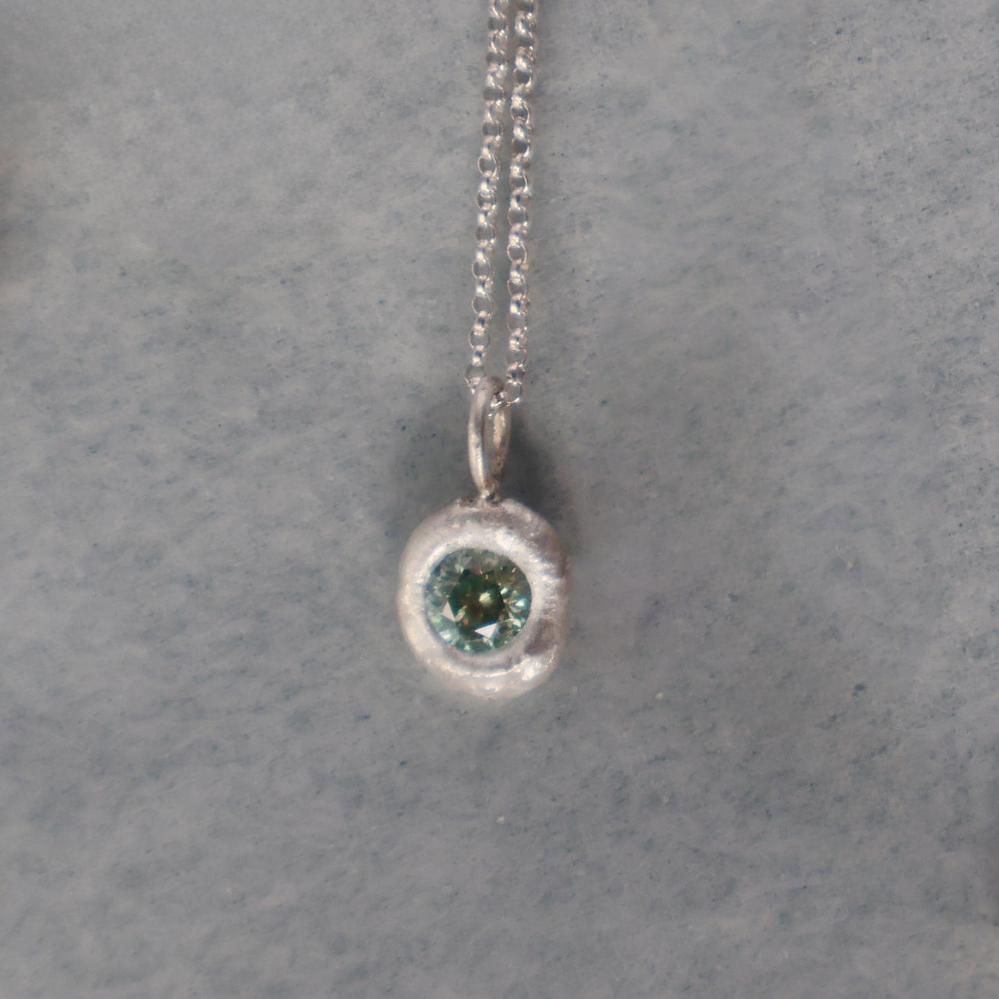 Molten Pendant - Silver - Moissanite