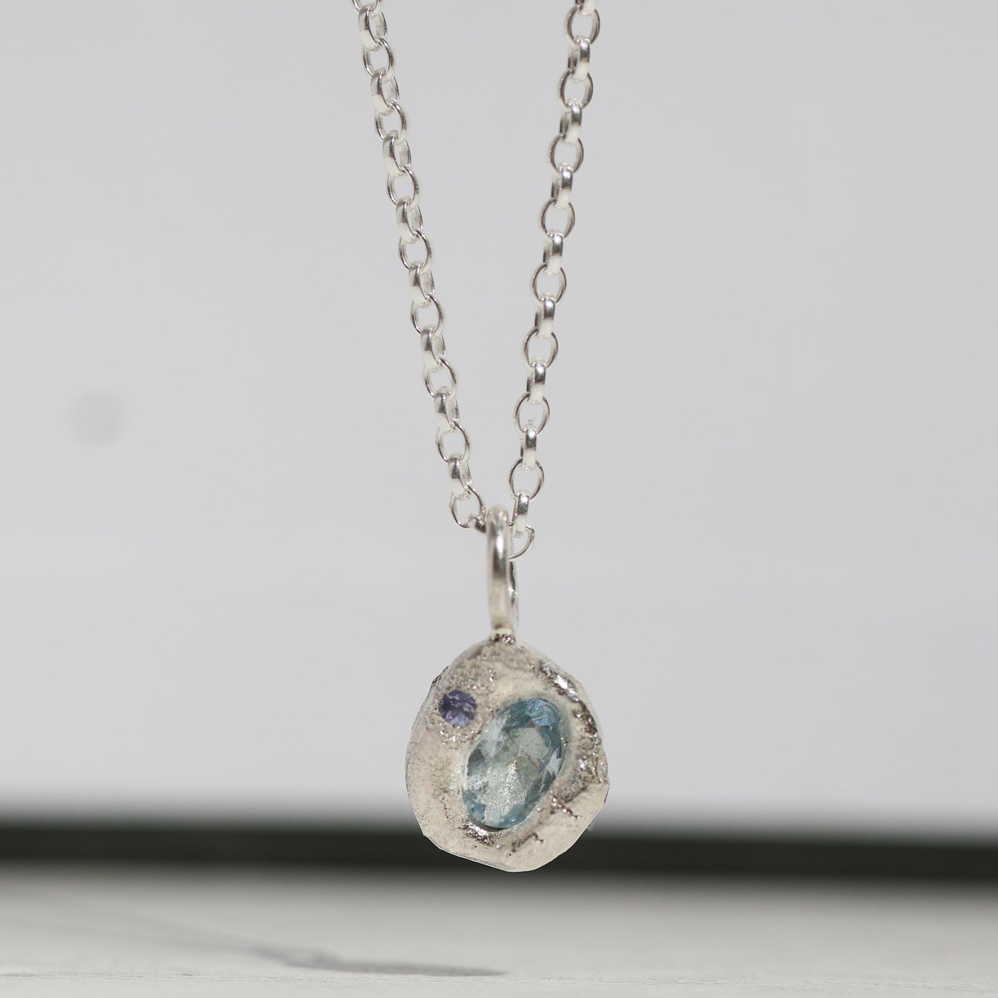 Molten Pendant - Silver - Light Blue Spinel with Tanzanite