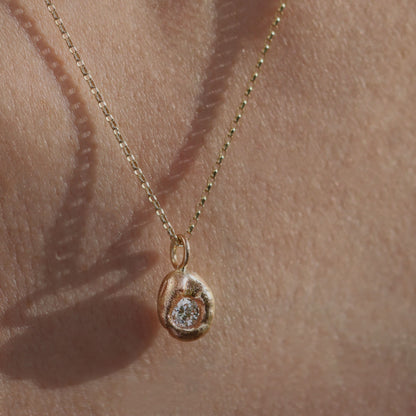 Molten Pendant  - 9ct Gold - 4.2mm Lab Diamond