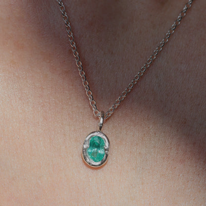 Molten Pendant  - Silver - Green YAG