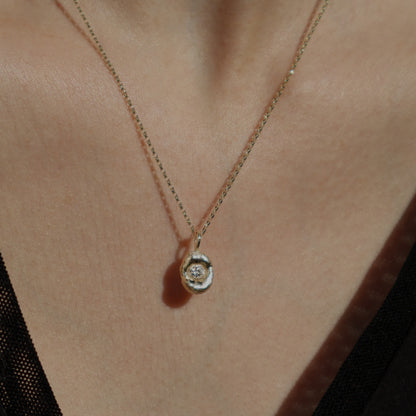 Molten Pendant  - 9ct Gold - Round Lab Grown Diamond