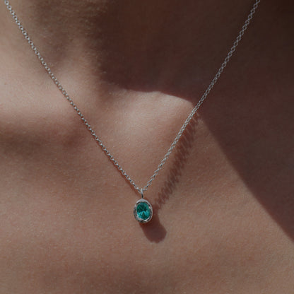 Molten Pendant  - Silver - Green YAG (Large)