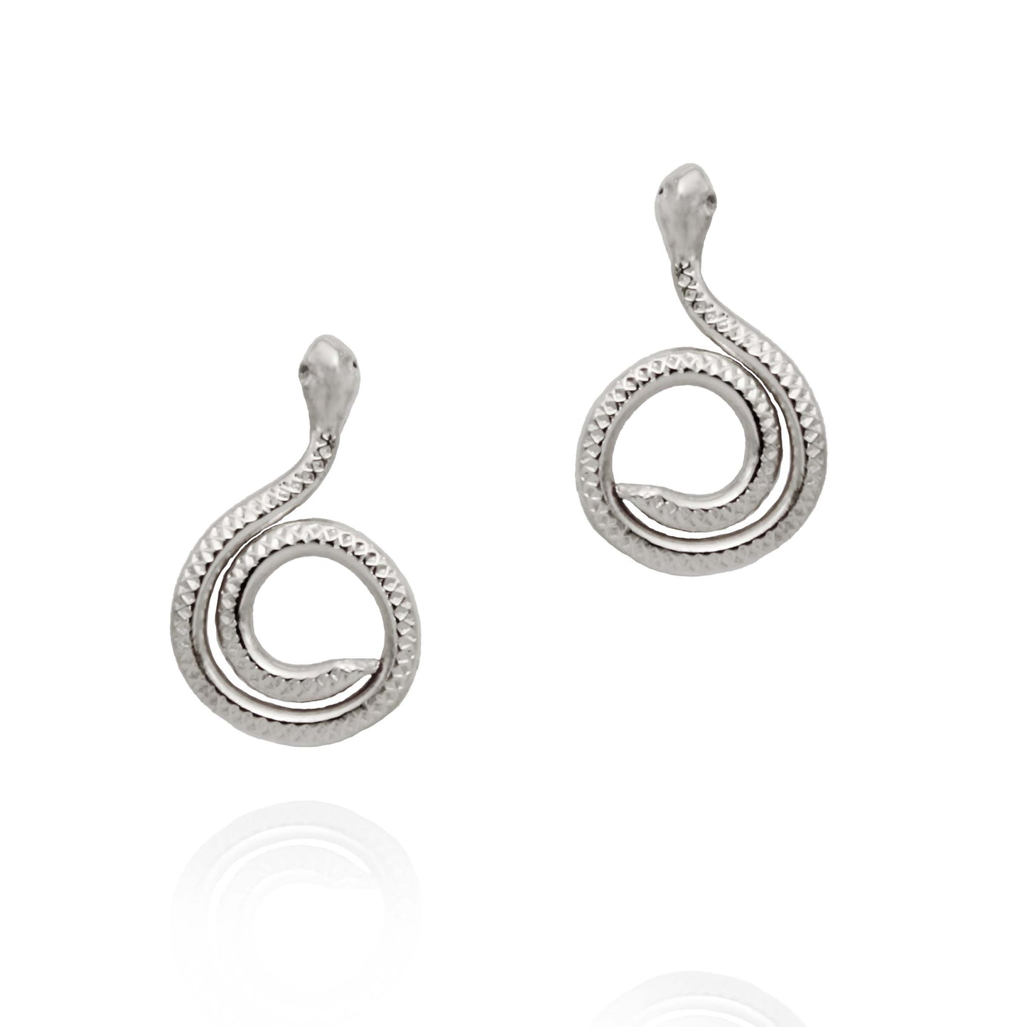 Spiral Snake Earrings - Silver