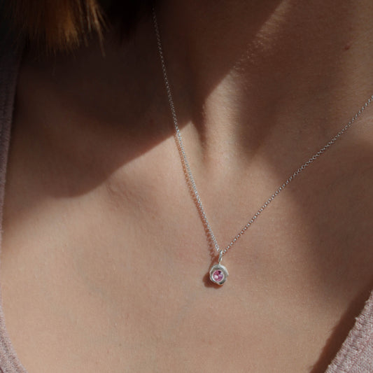 Molten Pendant  - Silver - Pink Sapphire