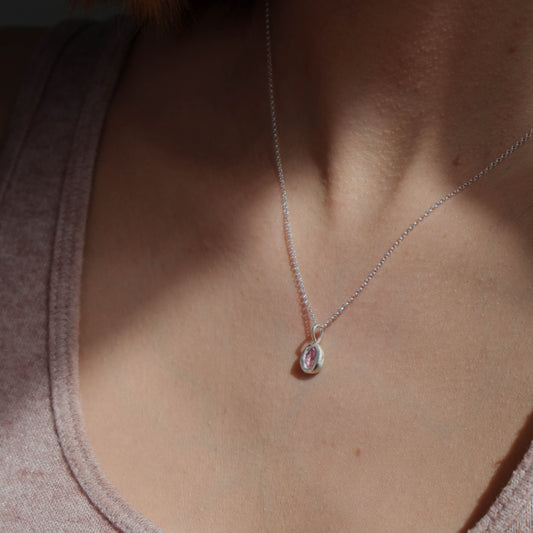 Molten Pendant  - Silver - Pink Sapphire