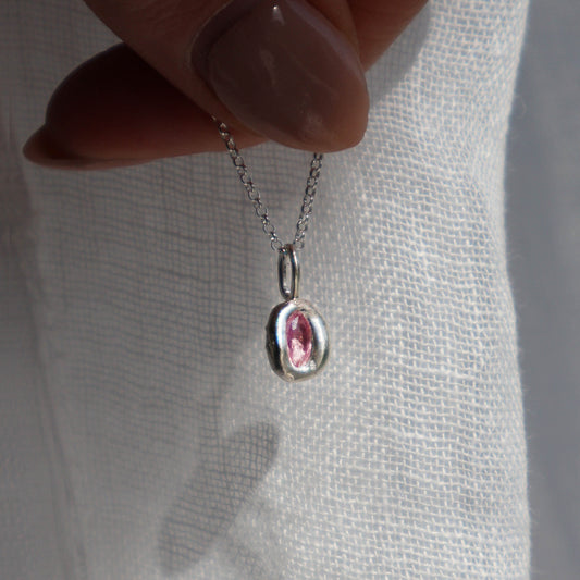 Molten Pendant  - Silver - Pink Sapphire