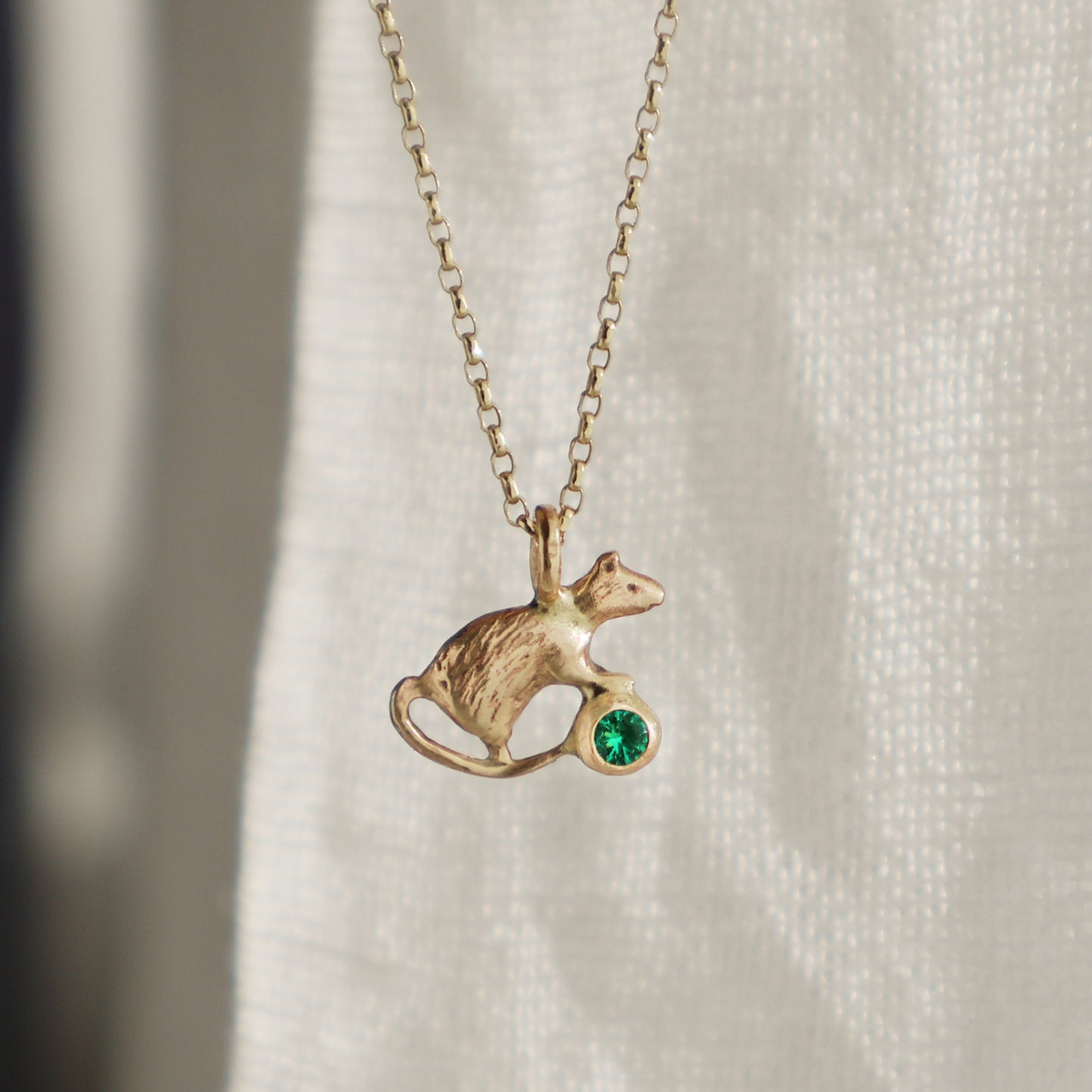 Rat Necklace - 9ct Gold - Emerald