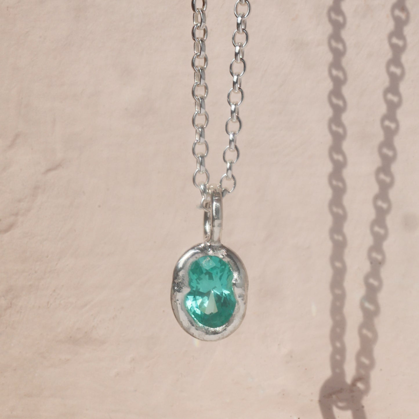 Molten Pendant  - Silver - Green YAG