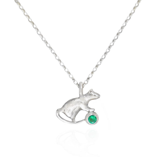 Rat Necklace - Silver - Emerald