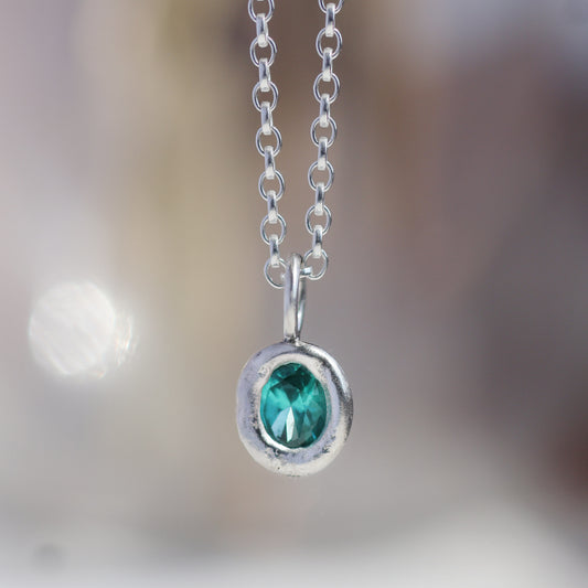 Molten Pendant  - Silver - Green YAG
