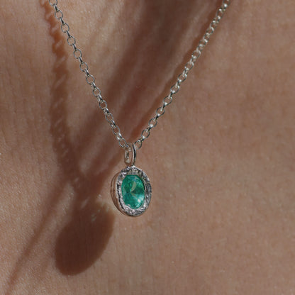 Molten Pendant  - Silver - Green YAG