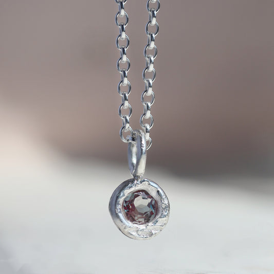 Molten Pendant  - Silver - Lab Alexandrite