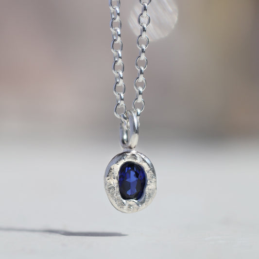 Molten Pendant  - Silver - Blue Sapphire
