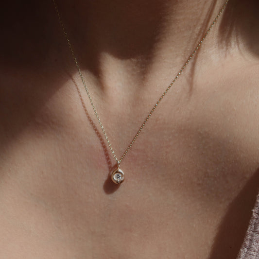 Molten Pendant  - 9ct Gold - Diamond
