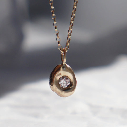 Molten Pendant  - 9ct Gold - Lab Grown Diamond