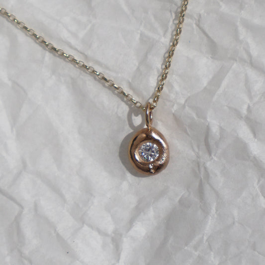 Molten Pendant  - 9ct Gold - Diamond