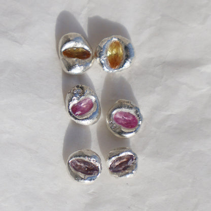Molten Earrings  - Silver - Corundum Alexandrite