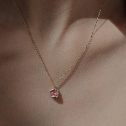 Molten Pendant  - 9ct Gold - Octagon Pink Sapphire