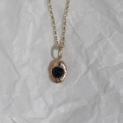 Molten Pendant  - 9ct Gold - Dark Blue Sapphire