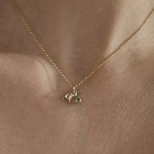 Rat Necklace - 9ct Gold - Emerald