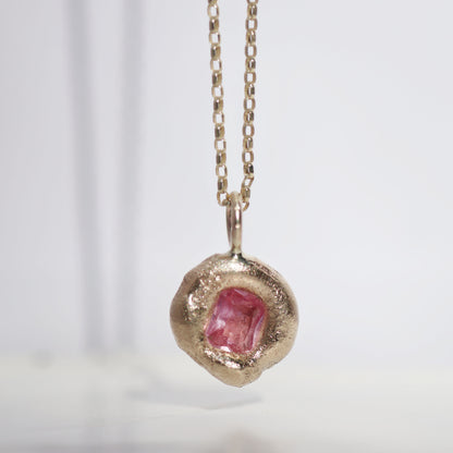 Molten Pendant  - 9ct Gold - Octagon Pink Sapphire