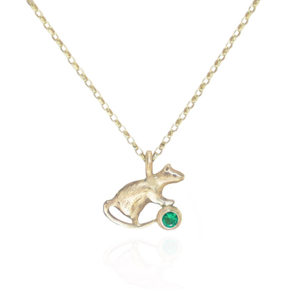 Rat Necklace - 9ct Gold - Emerald