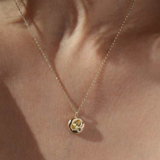 Molten Pendant  - 9ct Gold - Oval Yellow Sapphire with Alexandrite