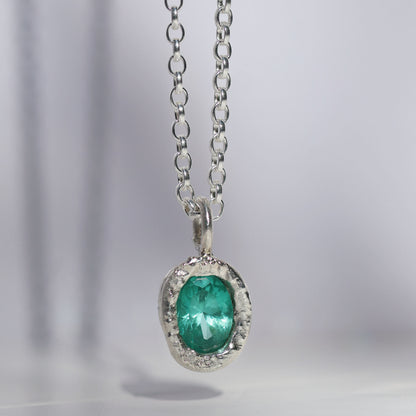 Molten Pendant  - Silver - Green YAG