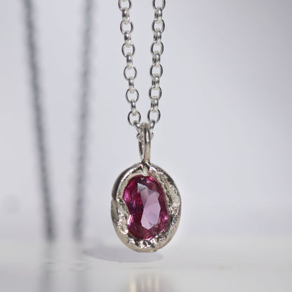 Molten Pendant  - Silver - Pink Sapphire