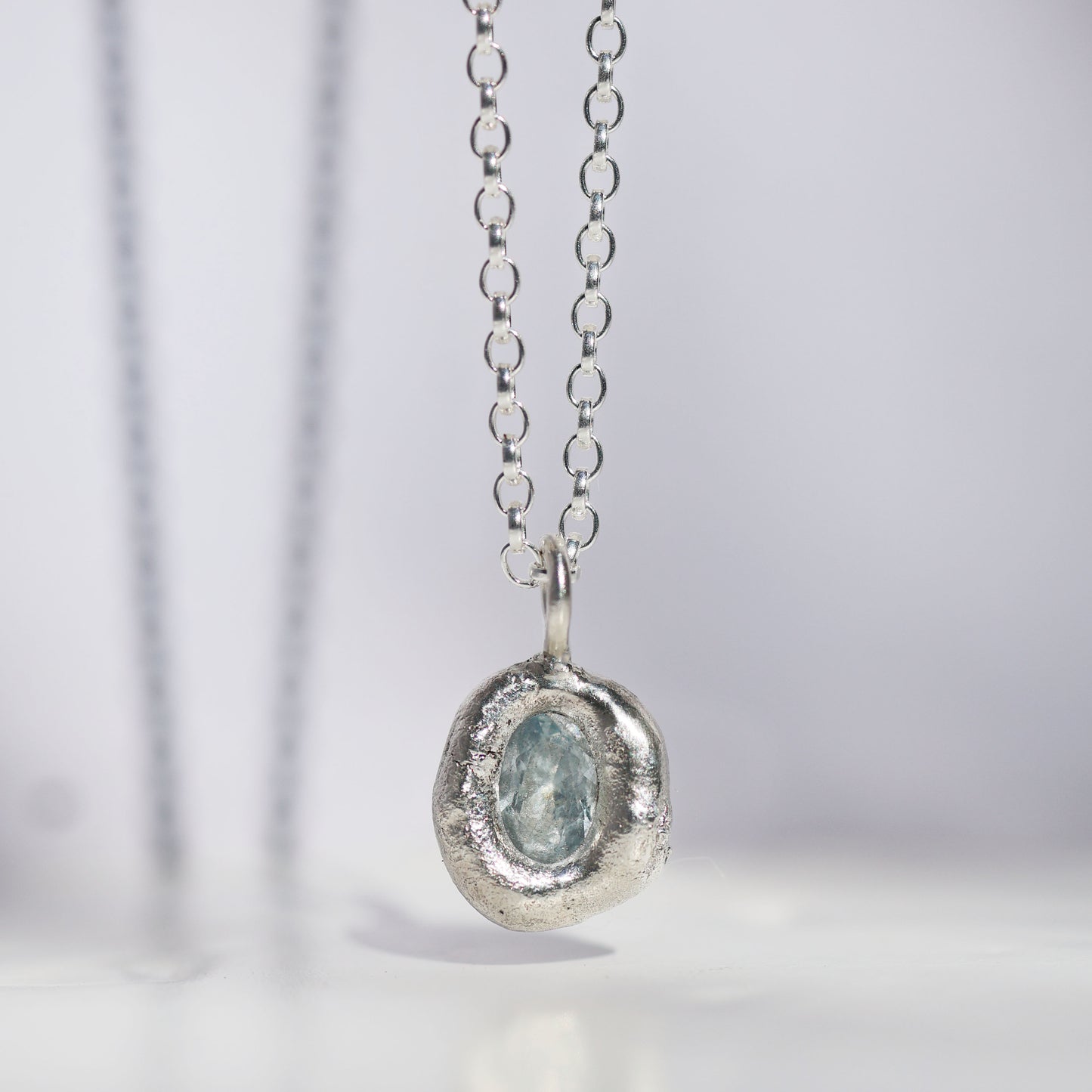 Molten Pendant  - Silver - Light Blue Spinel