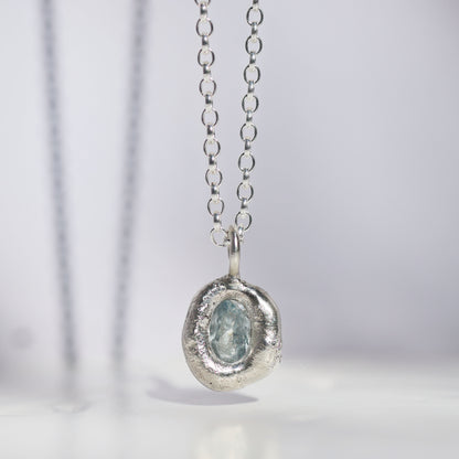 Molten Pendant  - Silver - Light Blue Spinel