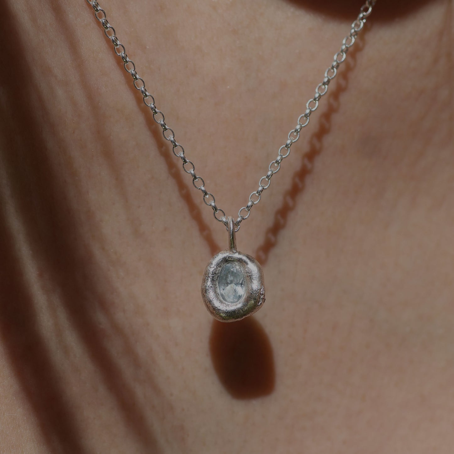 Molten Pendant  - Silver - Light Blue Spinel
