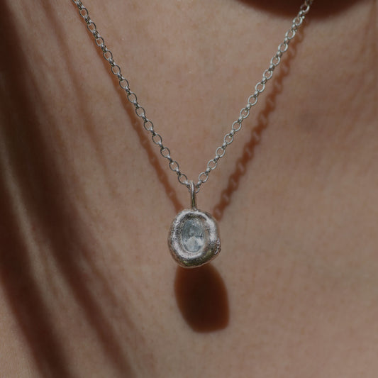 Molten Pendant  - Silver - Light Blue Spinel