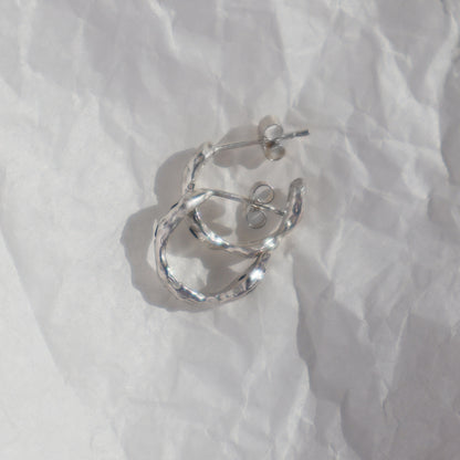 Molten silver hoop earrings - THORNBACK  - UK sustainable jewellery