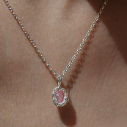 Molten Pendant  - Silver - Pink Sapphire