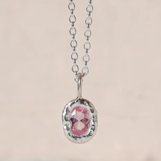 Molten Pendant  - Silver - Pink Sapphire