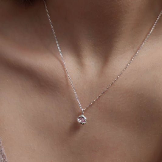 Molten Pendant  - Silver - Pink Sapphire