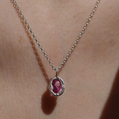 Molten Pendant  - Silver - Pink Sapphire
